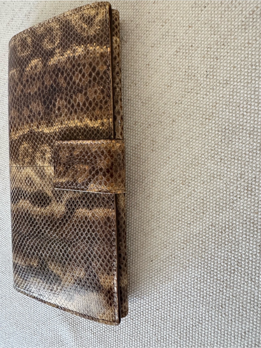 Authentic Gucci Genuine Snakeskin Vintage Neutral Envolope Brown Clutch Wallet - Picture 8 of 16